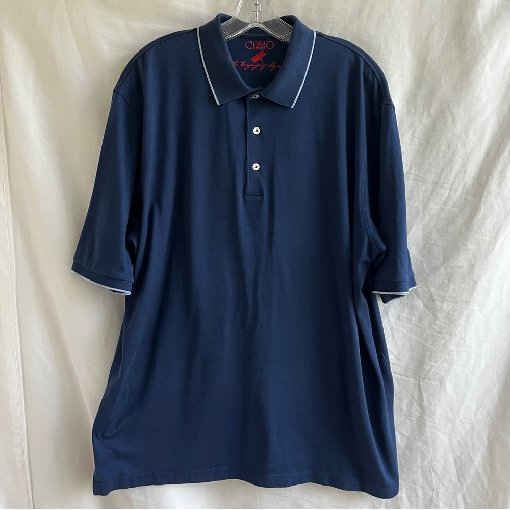 Como Sport The language of elegance navy blue polo shirt cotton blend, size XXL